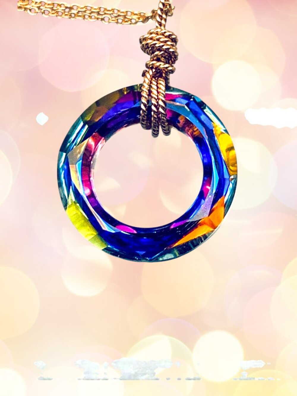 Swarovski Cosmic Ring Pendant Wire Wrapped in 14k Rose Gold Filled Wire